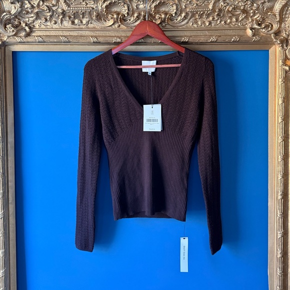 Reformation Brown V-Neck Sweater - 100% wool - Picture 7 of 7